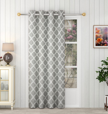 Panipat Textile Hub 213 cm (7 ft) Door Jacquard Room Darkening Curtain Single Curtain(Grey, Printed)