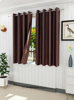 Panipat Textile Hub 152.4 cm (5 ft) Window Polyester Semi Transparent Curtain (Pack Of 2)(Brown, Solid)