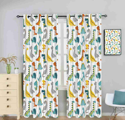 AAI 214 cm (7 ft) Door Polyester Room Darkening Curtain Single Curtain(Grey, Animal)