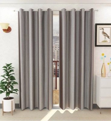 DTODEXPRESS 152.4 cm (5 ft) Polyester Room Darkening Window Curtain (Pack Of 2)(Plain, Grey)