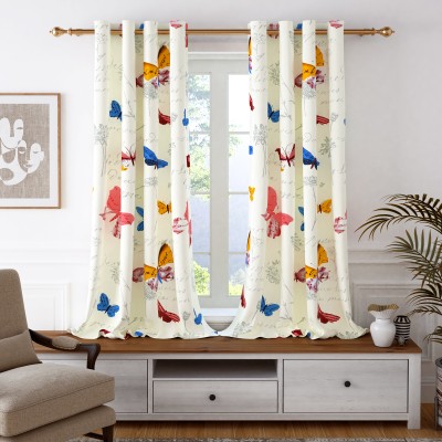 Story@home 152 cm (5 ft) Cotton Room Darkening Window Curtain Single Curtain(Abstract, White)