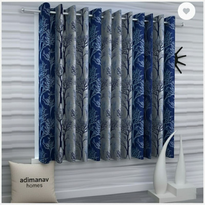 Adimanav 152.4 cm (5 ft) Window Polyester Semi Transparent Curtain (Pack Of 3)(Blue, Self Design)