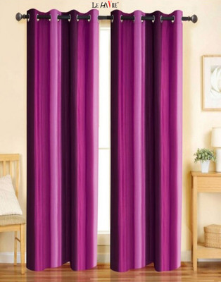 LE HAVRE 213.3 cm (7 ft) Door Polyester Room Darkening Curtain (Pack Of 2)(Purple, Solid)