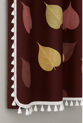 DEEPMAALA TEXTILES 270 cm (9 ft) Door Satin Blackout Curtain Single Curtain(CURT:RADHA:PAAN :9.1, Printed)