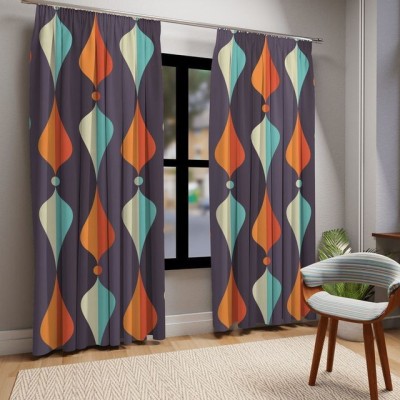 Tample Fab 214 cm (7 ft) Polyester Room Darkening Door Curtain (Pack Of 2)(Printed, Grey)