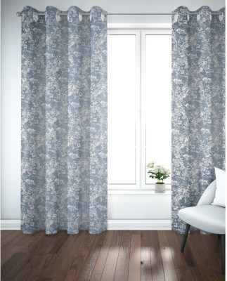 Cambik 274.32 cm (9 ft) Polyester Room Darkening Door Curtain Single Curtain(Printed, State Blue)