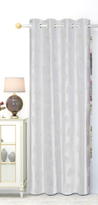 ALBANIA DRAPS 213 cm (7 ft) Door Polyester Room Darkening Curtain Single Curtain(White, Self Design)