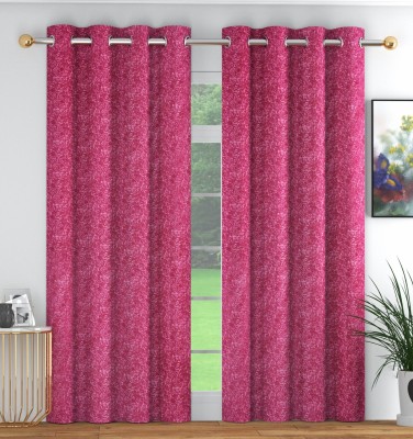 Waco creation 274 cm (9 ft) Polyester Room Darkening Long Door Curtain (Pack Of 2)(Floral, Texture Wine)