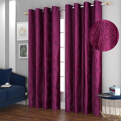Nirwana Decor 213 cm (7 ft) Polyester Room Darkening Door Curtain (Pack Of 2)(Self Design, Wine)