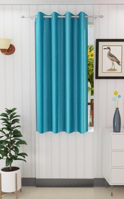 Panipat Textile Hub 152.4 cm (5 ft) Polyester Semi Transparent Window Curtain Single Curtain(Solid, Aqua)