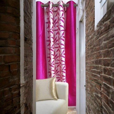 smf 152 cm (5 ft) Polyester Room Darkening Window Curtain (Pack Of 2)(Printed, Pink)