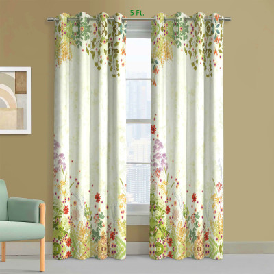 EXOTICE 120 cm (4 ft) Window Polyester Room Darkening Curtain (Pack Of 2)(Green Yellow, 3D Printed)
