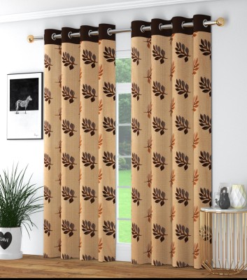 Impression Hut 274 cm (9 ft) Polyester Room Darkening Long Door Curtain (Pack Of 2)(Printed, Brown)