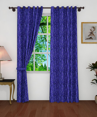 PINK PARROT 219 cm (7 ft) Door Polyester Semi Transparent Curtain (Pack Of 2)(Maroon, Solid)