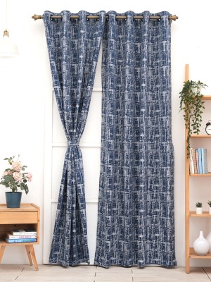 Ariana 215 cm (7 ft) Polyester Semi Transparent Door Curtain Single Curtain(Abstract, Blue)