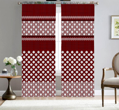 nobel fab 214 cm (7 ft) Door Polyester Room Darkening Curtain Single Curtain(White, Floral)