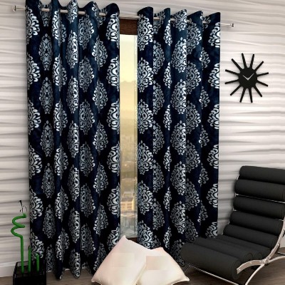 Lucacci 274 cm (9 ft) Polyester Semi Transparent Long Door Curtain (Pack Of 2)(Printed, Black)