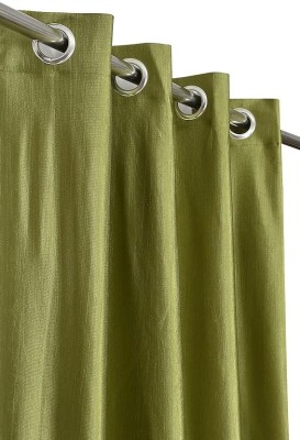 tiyos 215 cm (7 ft) Polyester Semi Transparent Door Curtain (Pack Of 2)(Solid, Green)