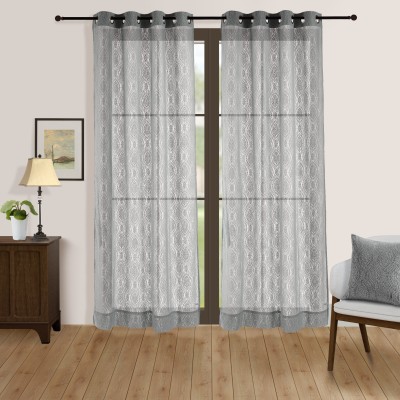 SWAYAM 228 cm (7 ft) Polyester Semi Transparent Door Curtain Single Curtain(Self Design, Grey)