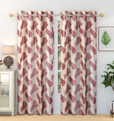 Homefab India 274.32 cm (9 ft) Polyester Room Darkening Long Door Curtain (Pack Of 2)(Floral, Wine)
