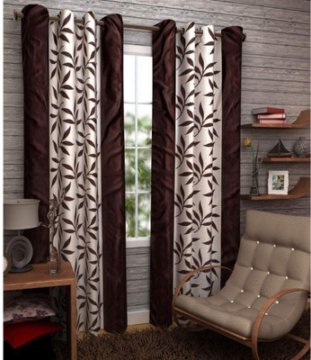 Gantavya 153 cm (5 ft) Polyester Semi Transparent Window Curtain (Pack Of 2)(Printed, Multicolor)