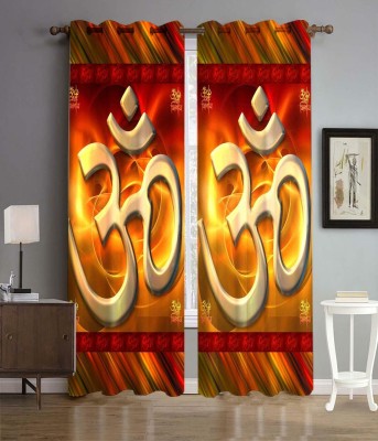 BLENZZA DECO 218 cm (7 ft) Polyester Semi Transparent Door Curtain (Pack Of 2)(Printed, Om)