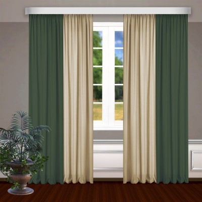 Ad Nx 274 cm (9 ft) Polyester Room Darkening Long Door Curtain (Pack Of 2)(Plain, Dark Green, Cream)