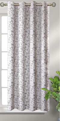 Kraftiq Homes 214 cm (7 ft) Door Velvet Room Darkening Curtain Single Curtain(White, Abstract)
