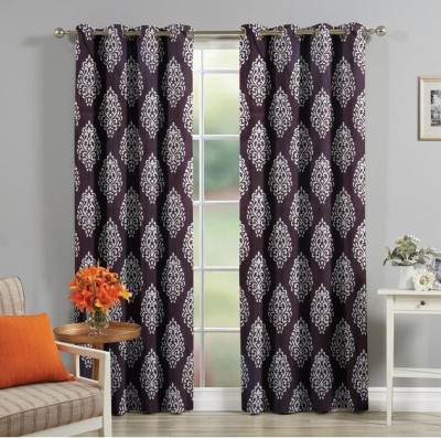 UDAYGIRI CREATION 152 cm (5 ft) Polyester Semi Transparent Window Curtain (Pack Of 2)(Geometric, Purple)