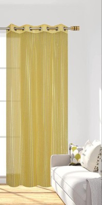 kanhomz 274.32 cm (9 ft) Tissue Semi Transparent Long Door Curtain Single Curtain(Striped, Yellow)