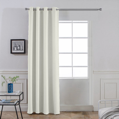 Divine Casa 127 cm (4 ft) Door Polyester Semi Transparent Curtain Single Curtain(Cannoli Cream, Solid)