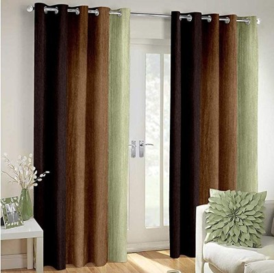 Homefab India 152.5 cm (5 ft) Polyester Semi Transparent Window Curtain (Pack Of 2)(Solid, Brown)