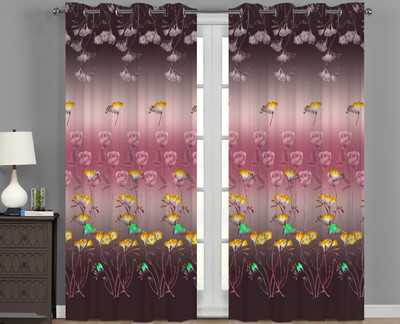 AAI 154 cm (5 ft) Window Polyester Room Darkening Curtain Single Curtain(Yellow, Floral)