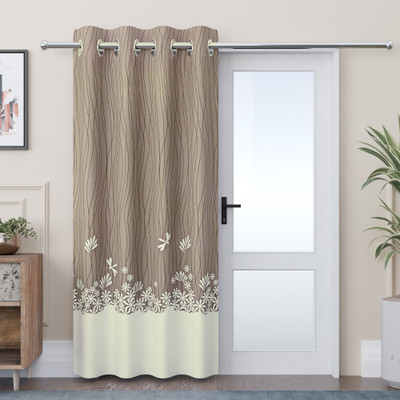 KUBER INDUSTRIES 216 cm (7 ft) Door Polyester Blackout Curtain Single Curtain(Yellow, Brown, Self Design)