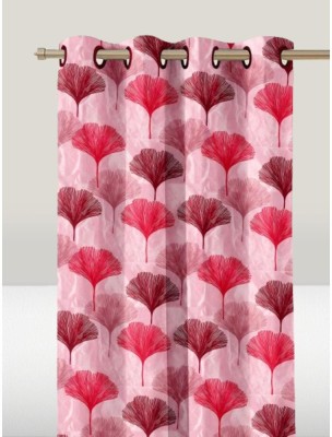 AREW 215 cm (7 ft) Polyester Room Darkening Door Curtain (Pack Of 2)(Floral, Pink)