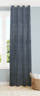 Homefab India 274.32 cm (9 ft) Long Door Velvet Room Darkening Curtain Single Curtain(Grey, Self Design)