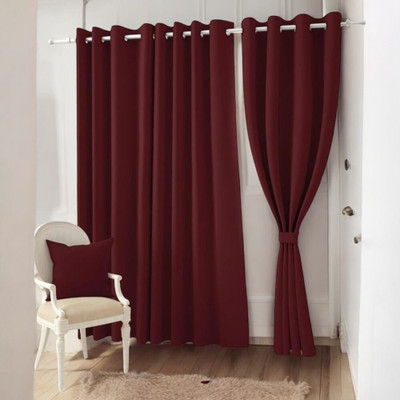Garg Traders 214 cm (7 ft) Door Velvet Room Darkening Curtain (Pack Of 2)(Maroon, Solid)