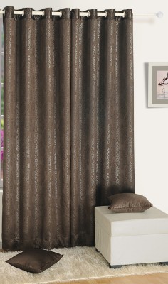 SWAYAM 152 cm (5 ft) Jacquard Blackout Window Curtain (Pack Of 2)(Motif, Choclate Brown)