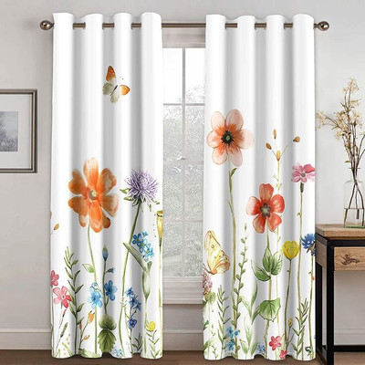 LHD 214 cm (7 ft) Door Polyester Room Darkening Curtain Single Curtain(Orange, Floral)