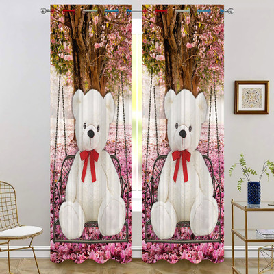 s23 154 cm (5 ft) Window Polyester Room Darkening Curtain Single Curtain(Pink, Cartoon)