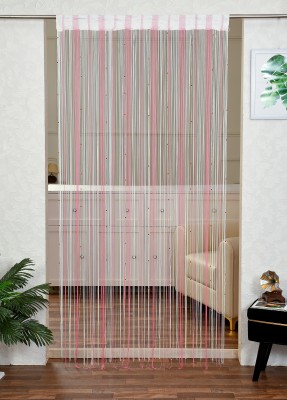 GOYTEX 213 cm (7 ft) Blends Semi Transparent Door Curtain Single Curtain(Self Design, Pink white)