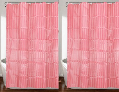 KUBER INDUSTRIES 213.5 cm (7 ft) PVC Blackout Shower Curtain (Pack Of 2)(Self Design, Pink)