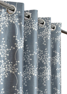 Kraftiq Homes 214 cm (7 ft) Door Polyester Semi Transparent Curtain Single Curtain(Grey, Printed)