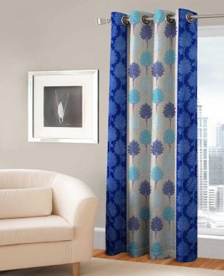 India Furnish 213 cm (7 ft) Polyester Semi Transparent Door Curtain Single Curtain(Printed, Floral, Turquoise)