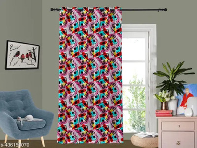 IDV 274 cm (9 ft) Long Door Polyester Room Darkening Curtain Single Curtain(Pink, Floral)