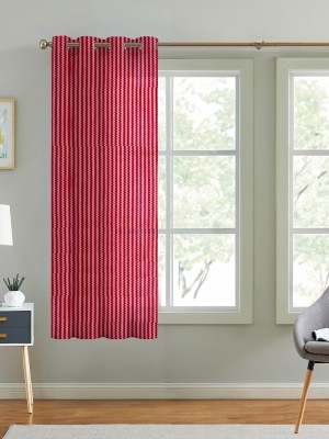 Cortina 150 cm (5 ft) Polyester Transparent Window Curtain Single Curtain(Striped, Maroon)