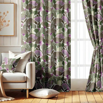 Vargottam 160 cm (5 ft) Window Polyester Blackout Curtain (Pack Of 2)(Olive Green, Printed)