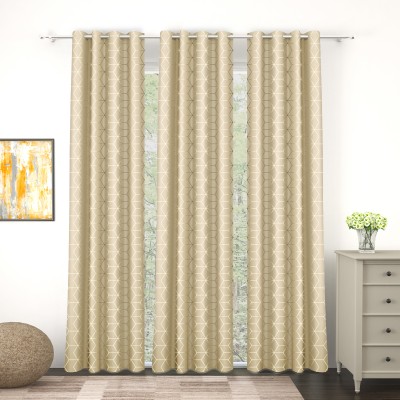 Story@home 215 cm (7 ft) Polyester Blackout Door Curtain (Pack Of 3)(Printed, Hexagon Beige)