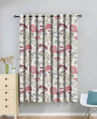 nobel fab 214 cm (7 ft) Door Polyester Room Darkening Curtain Single Curtain(Maroon, Floral)