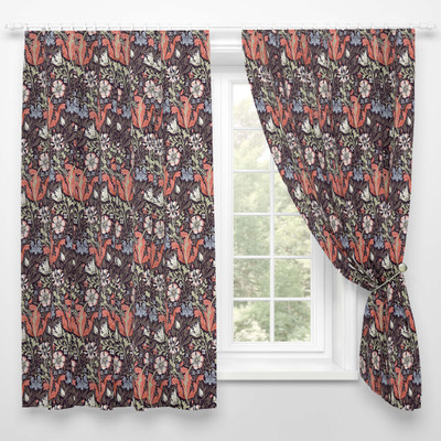 Tample Fab 214 cm (7 ft) Door Polyester Room Darkening Curtain (Pack Of 2)(Brown, Floral)